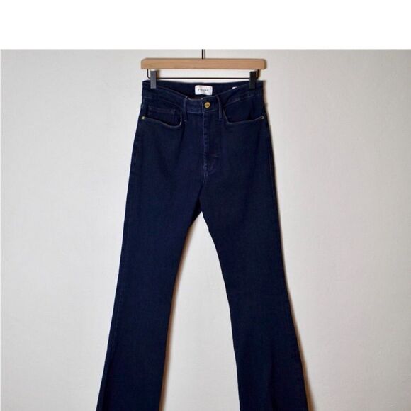 NWT FRAME Le One Flare High Rise Stretch Denim Jeans In Keller Blue Size 2 - Picture 9 of 11